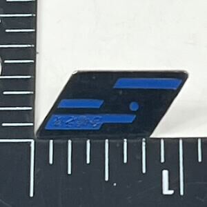 Vintage ZEB Logo Enamel Lapel Pin Blue White Diagonal Rhombus Metal Badge
